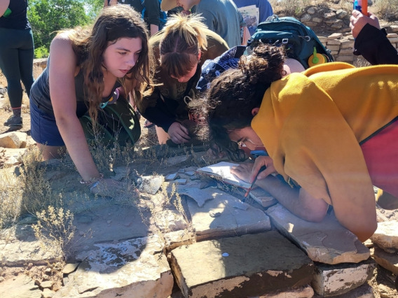 Students at an archaeological dig