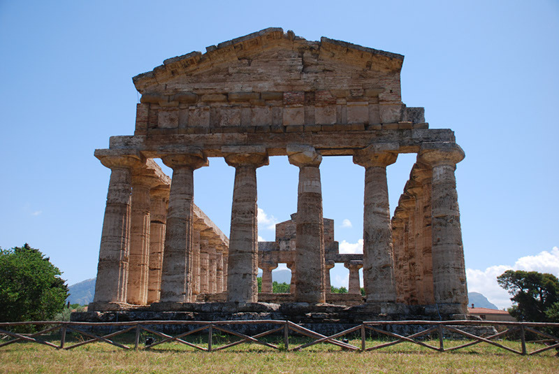 ancient ruins of pillars in Orvieto, Italy