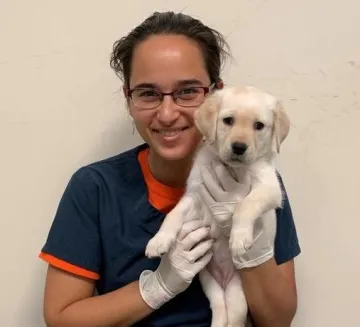 Gita with cute puppy